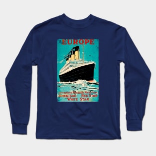 Poster Retro Ship Vintage Cruise Vessel Long Sleeve T-Shirt